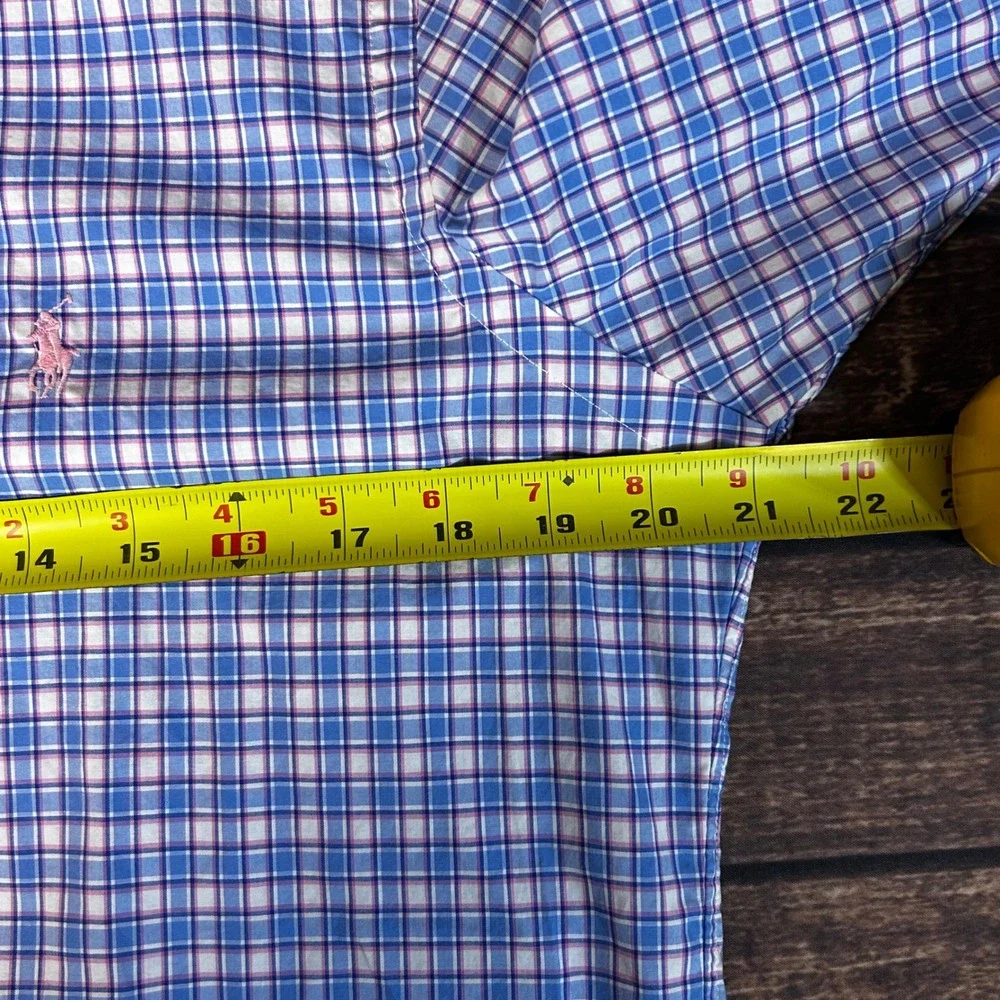 Polo Ralph Lauren Mens Slim Fit Plaid Button Down Shirt Blue Pink White Small